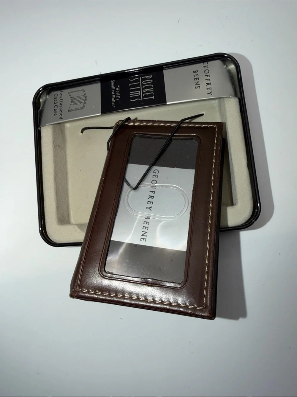 Geoffrey Beene Chestnut Brown Leather Pocket Slim Card Case